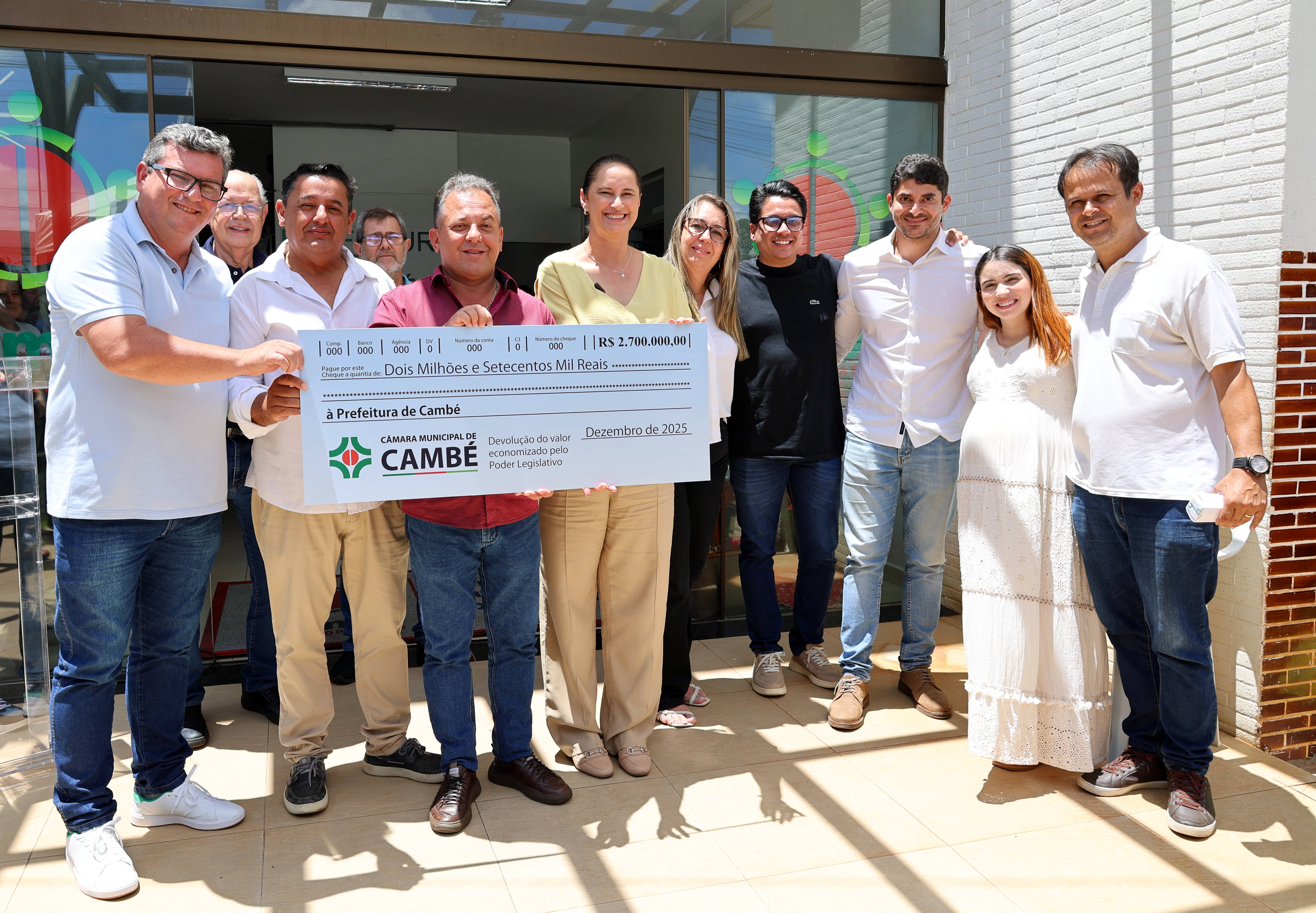 Câmara de Cambé economiza e devolve R$ 2,7 milhões para o município